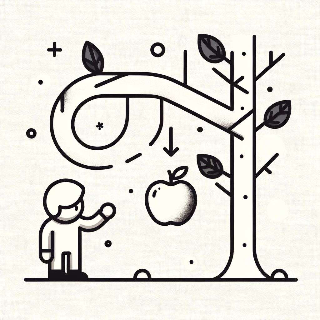 the discovery of gravity, modern flat design style illustration with line elements
